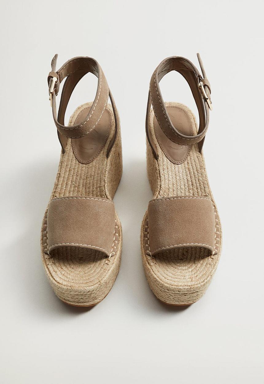 MANGO - Ibiza leather wedge - light brown