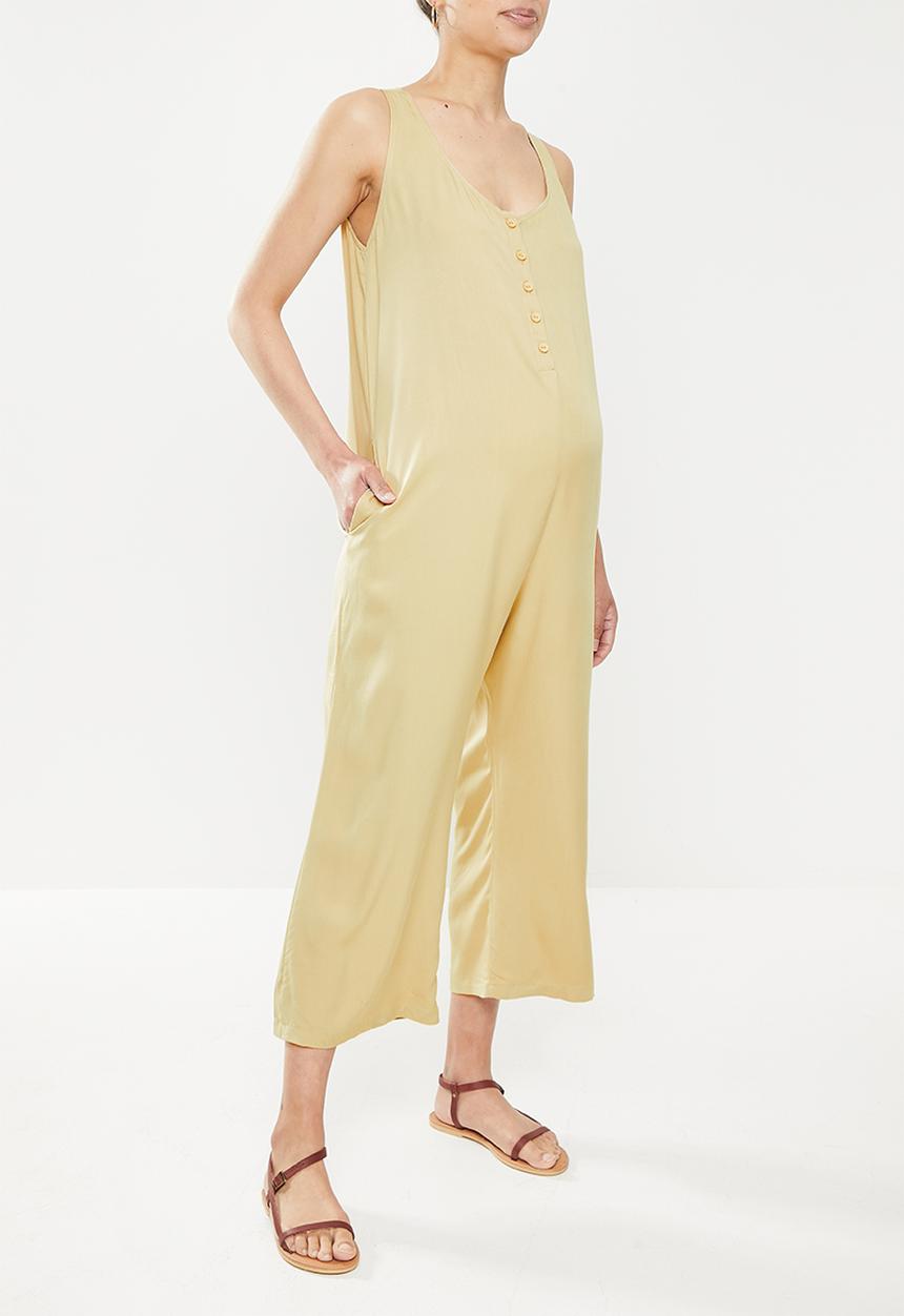 edit Maternity - V-neck woven feeding friendly jumpsuit - stone