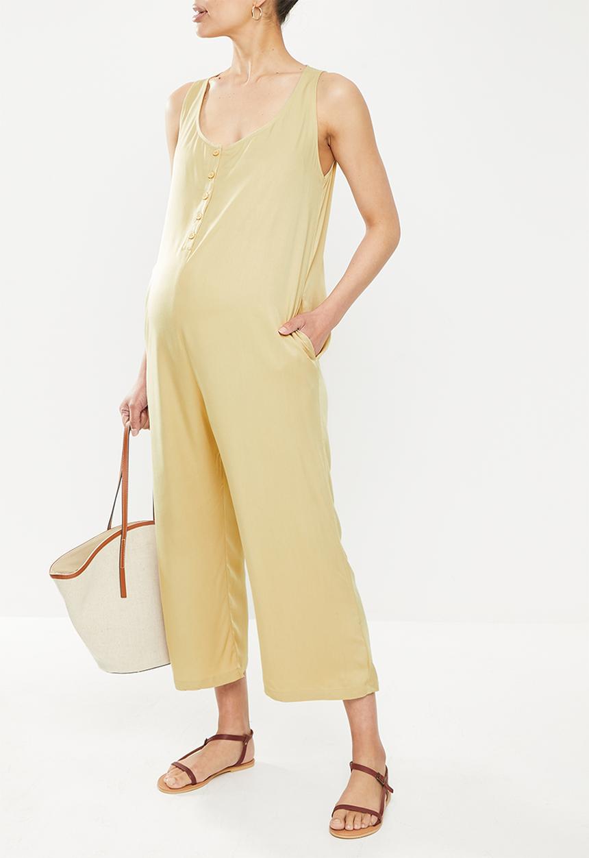 edit Maternity - V-neck woven feeding friendly jumpsuit - stone