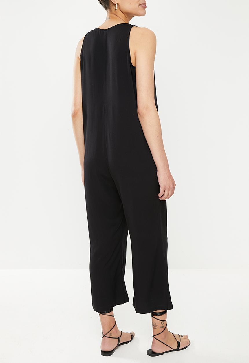 edit Maternity - V-neck woven feeding friendly jumpsuit - black