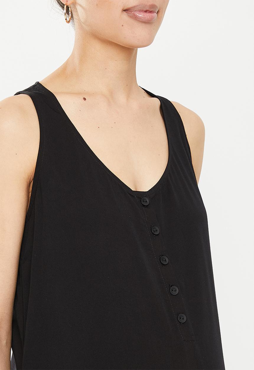 edit Maternity - V-neck woven feeding friendly jumpsuit - black
