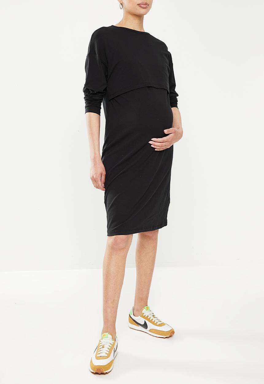 Superbalist - Long sleeve nursing tee dress - black