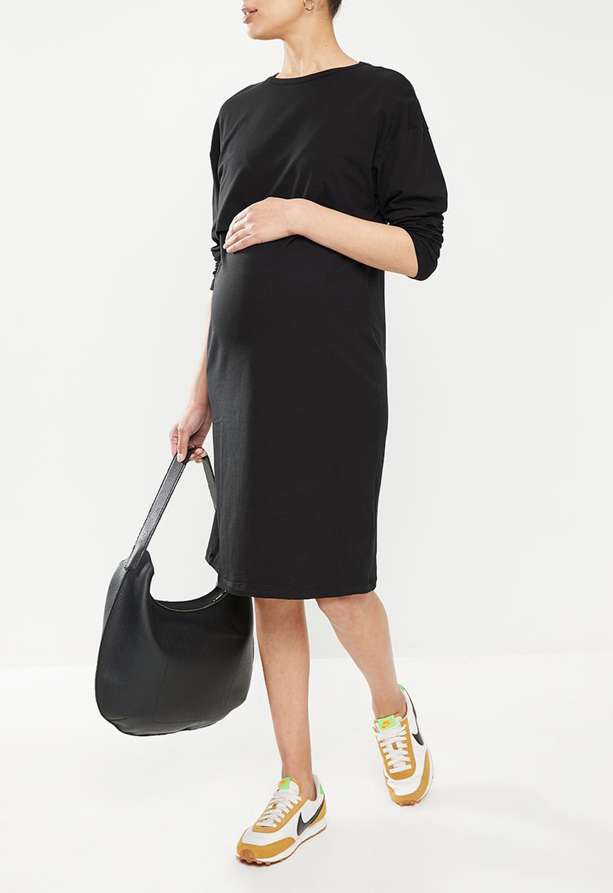 Superbalist - Long sleeve nursing tee dress - black
