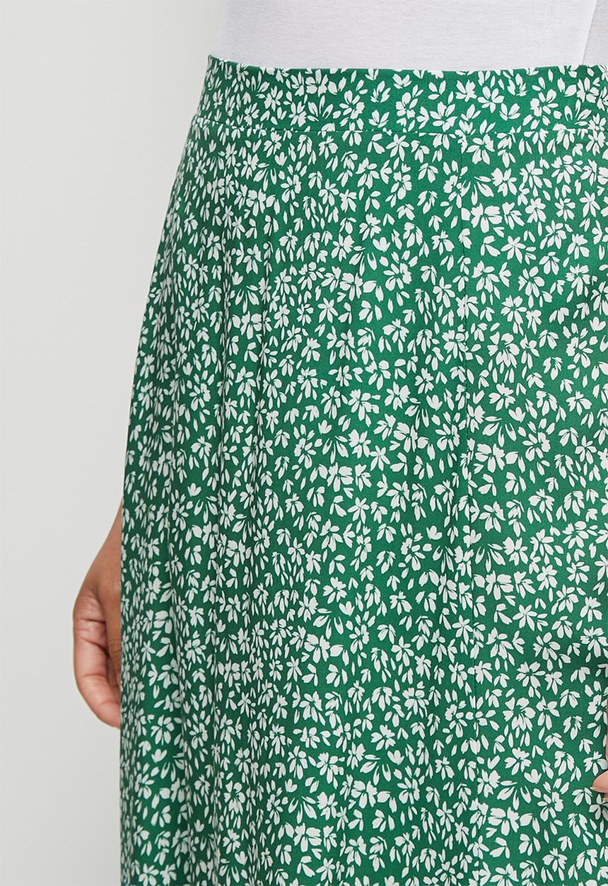 edit - Pull on slit maxi skirt - green ditsy floral