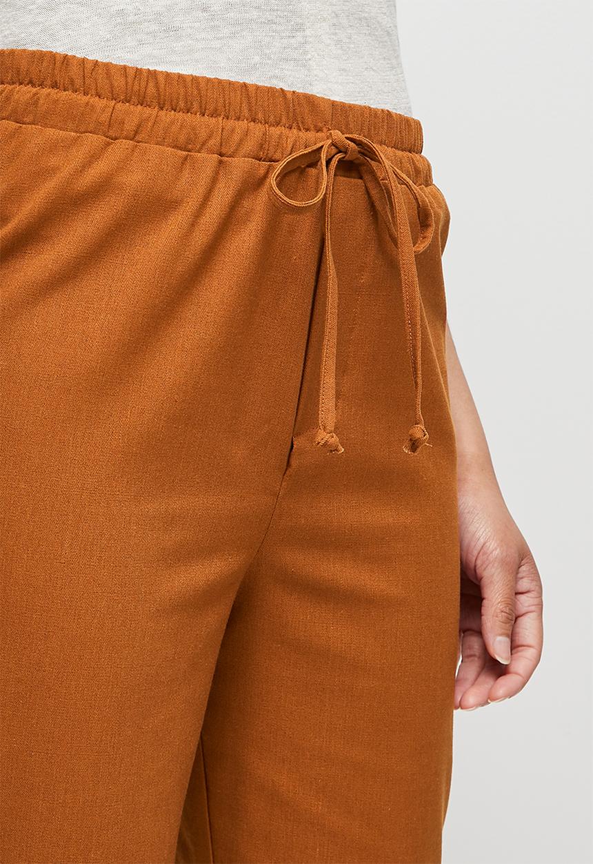 edit - Linen drawcord trouser - tobacco