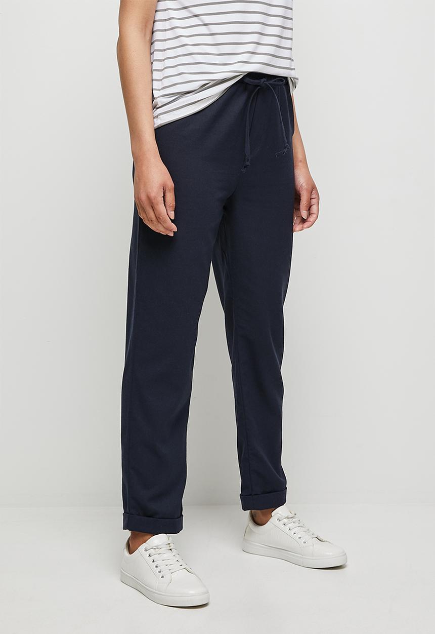 edit - Linen drawcord trouser - navy