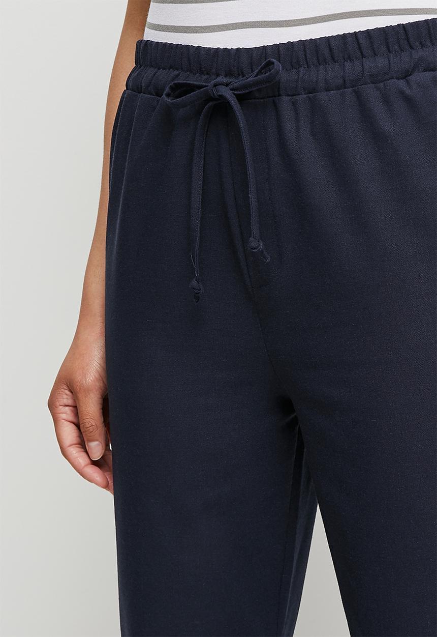 edit - Linen drawcord trouser - navy