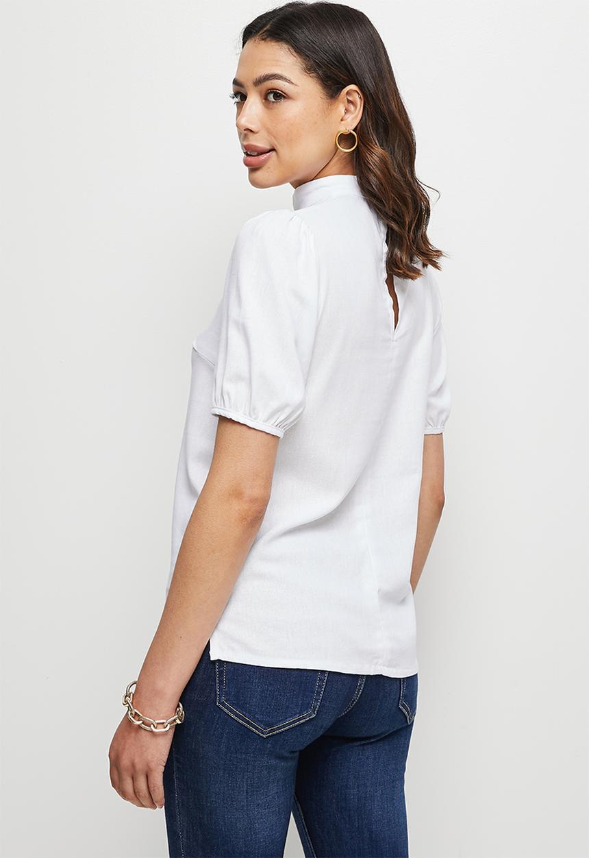 edit - Linen high-neck shell - milk