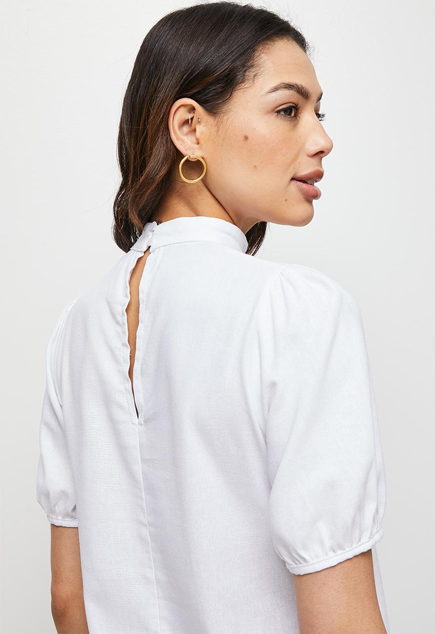 edit - Linen high-neck shell - milk
