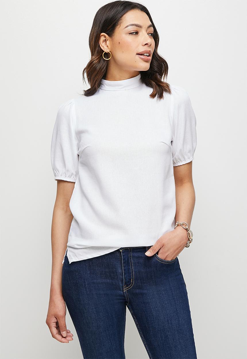edit - Linen high-neck shell - milk