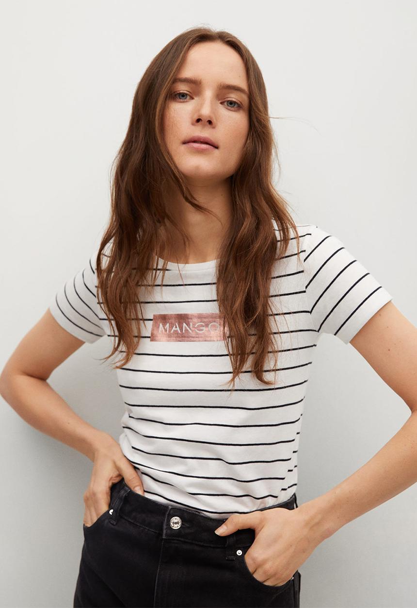 MANGO - T-shirt pstmango - natural