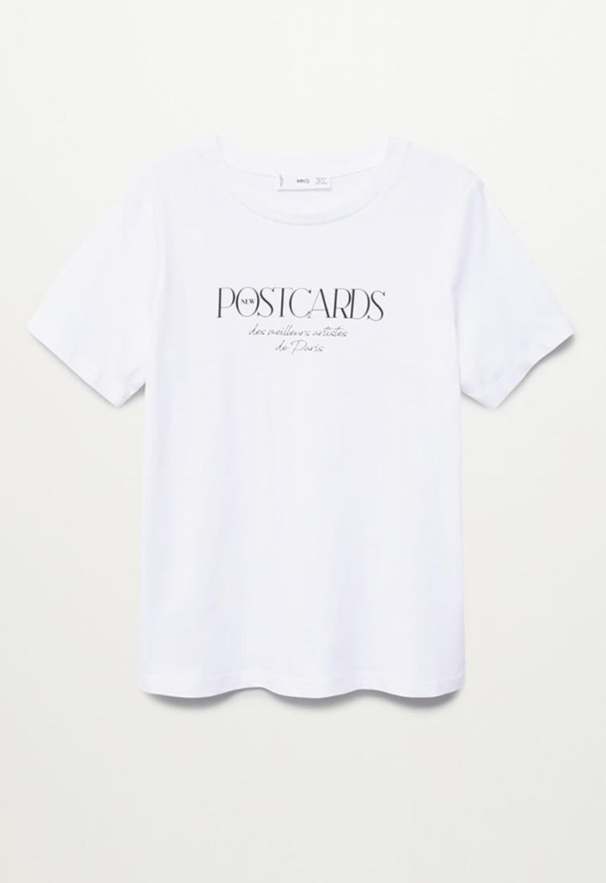 MANGO - T-shirt pstilu - white