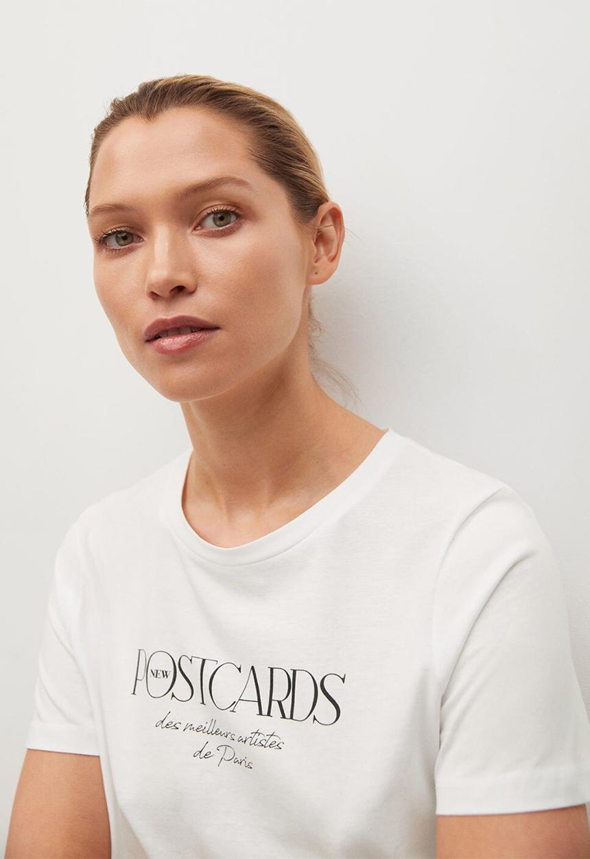 MANGO - T-shirt pstilu - white