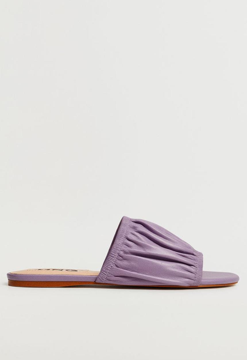 MANGO - Puffy leather sandal - pastel purple