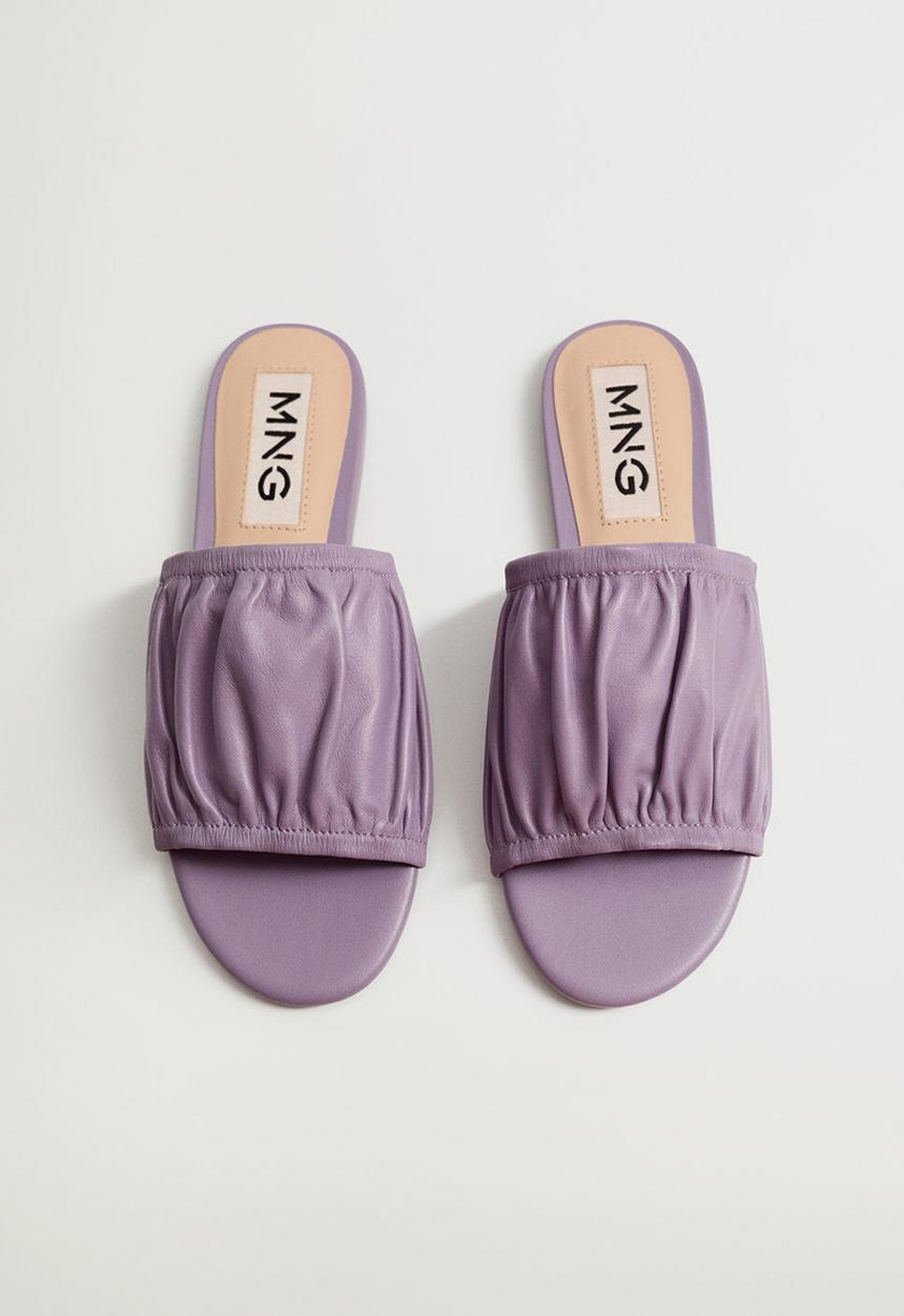 MANGO - Puffy leather sandal - pastel purple