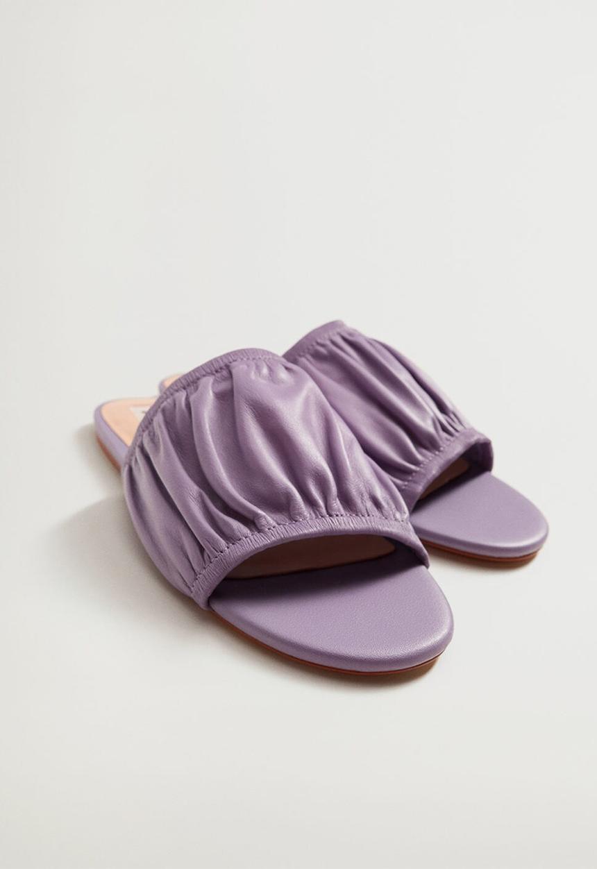 MANGO - Puffy leather sandal - pastel purple