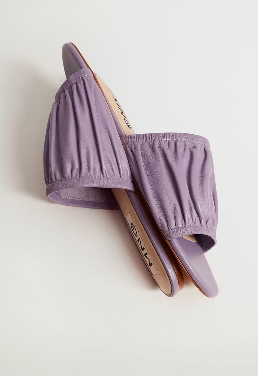 MANGO - Puffy leather sandal - pastel purple