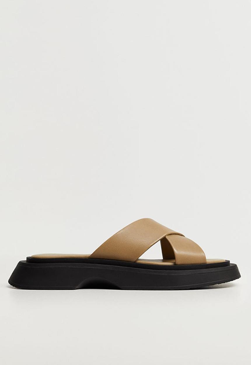 MANGO - Karry leather sandal - beige