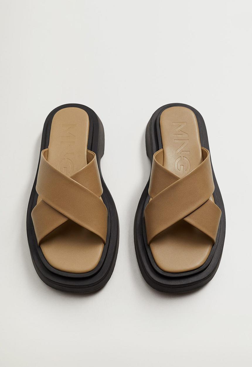 MANGO - Karry leather sandal - beige