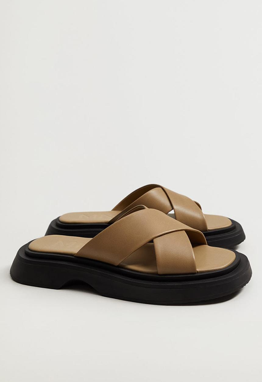 MANGO - Karry leather sandal - beige