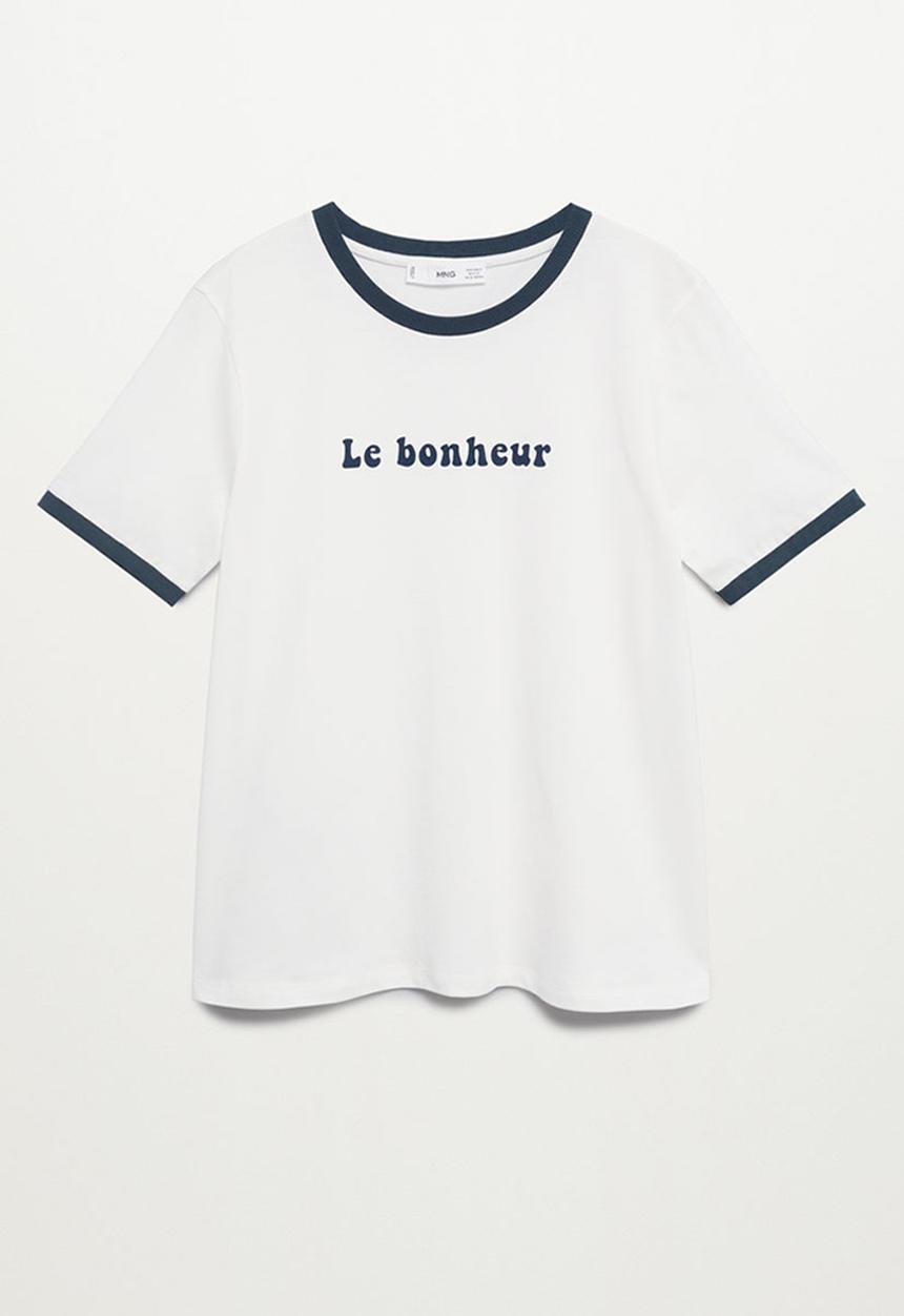 MANGO - T-shirt pstshine - navy & white