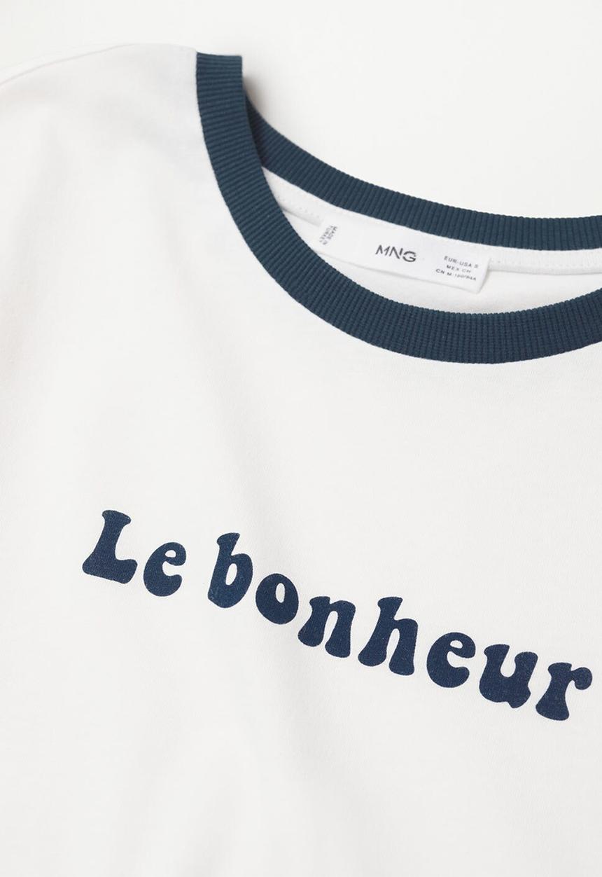 MANGO - T-shirt pstshine - navy & white