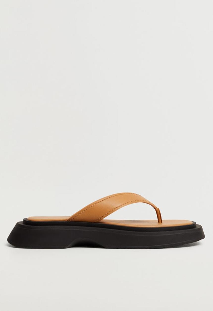 MANGO - Tati leather sandal - medium brown