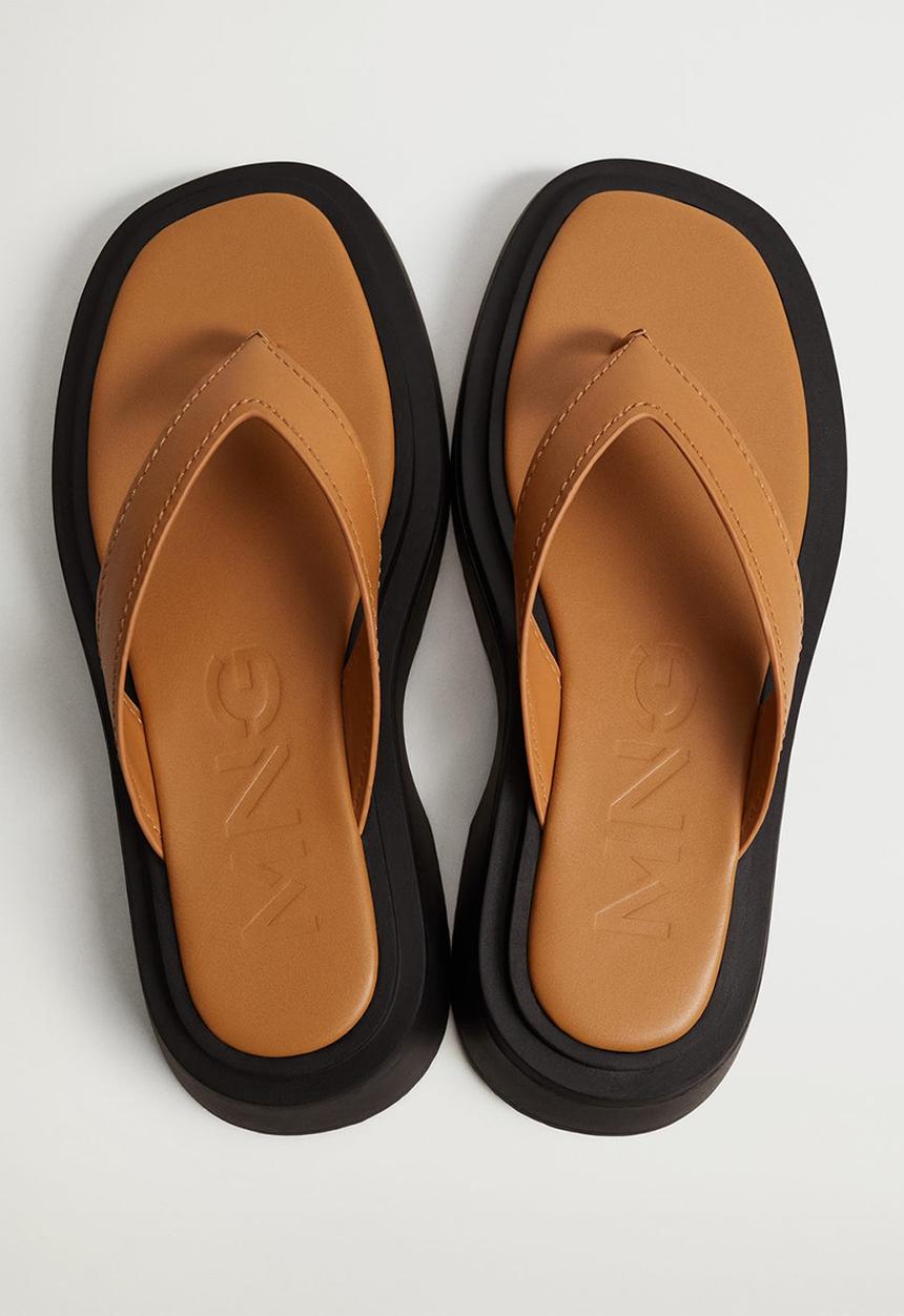 MANGO - Tati leather sandal - medium brown