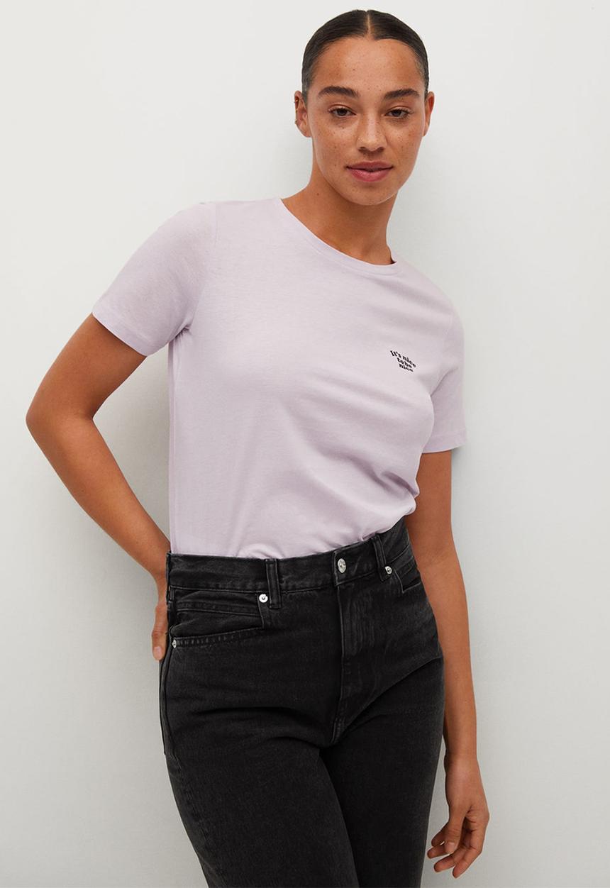 MANGO - T-shirt pstilu - purple
