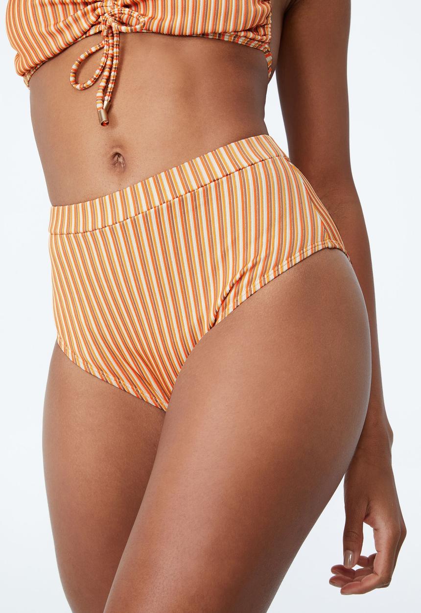 Cotton On - Highwaisted boyleg bikini bottom - carrot cake multi lurex stripe