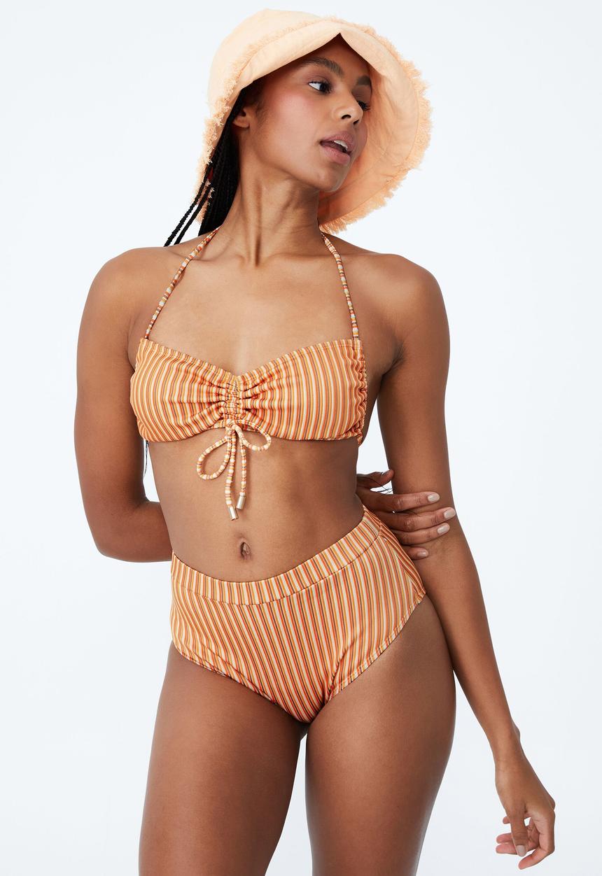 Cotton On - Highwaisted boyleg bikini bottom - carrot cake multi lurex stripe