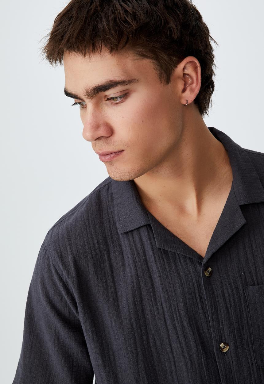 Cotton On - Riviera short sleeve shirt - faded slate