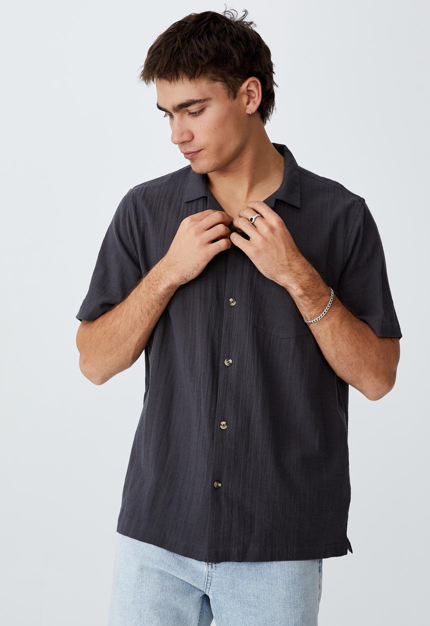 Cotton On - Riviera short sleeve shirt - faded slate
