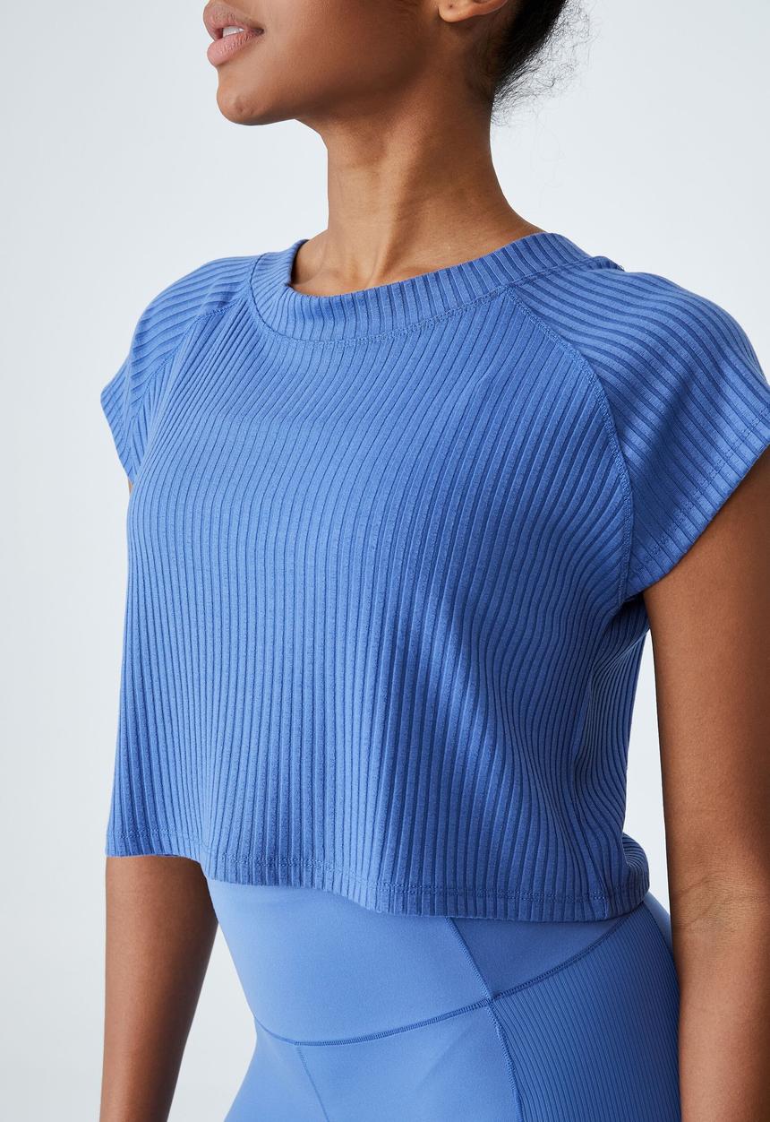 Cotton On - Rib cropped t-shirt - antique blue