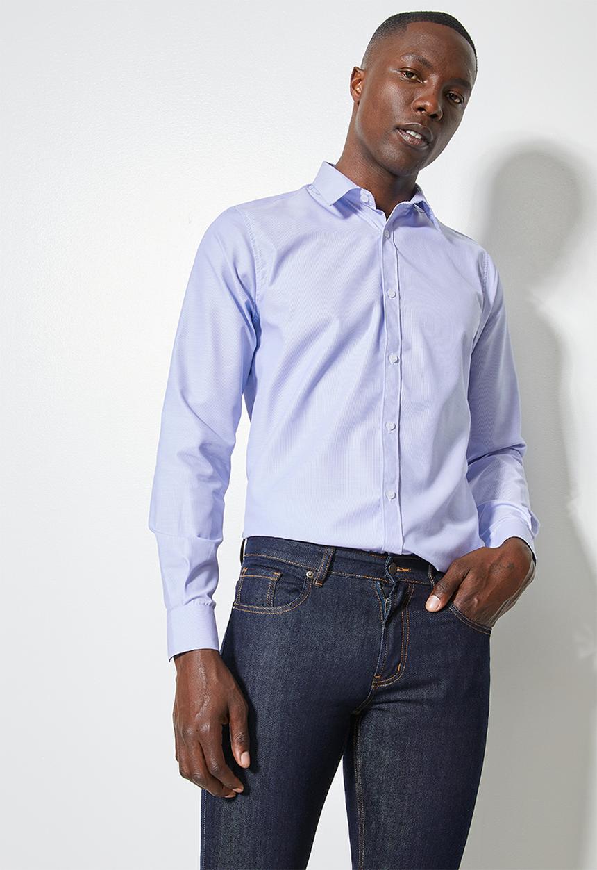 Superbalist - Jos slim stripe shirt - blue