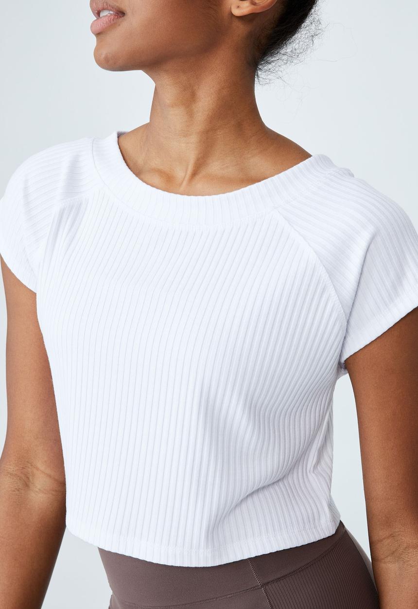 Cotton On - Rib cropped t-shirt - white