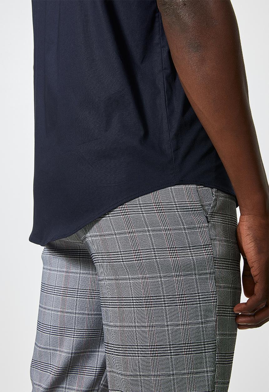 Superbalist - Mandarin slim fit short sleeve shirt - navy