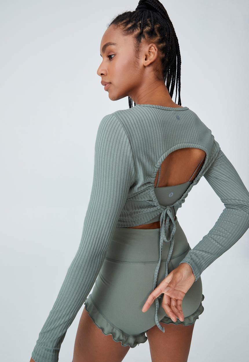 Cotton On - Tie back long sleeve top - green haze