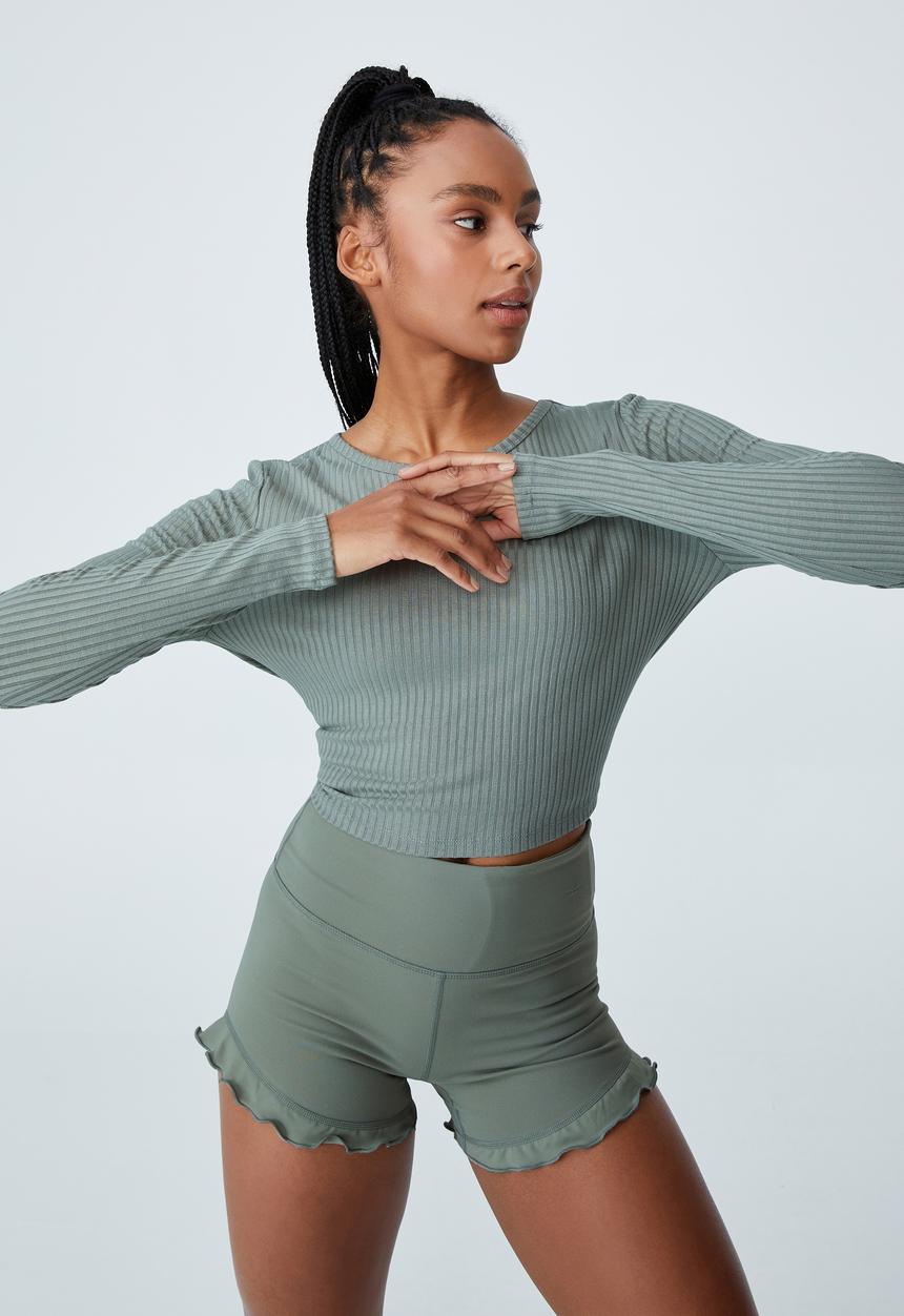 Cotton On - Tie back long sleeve top - green haze