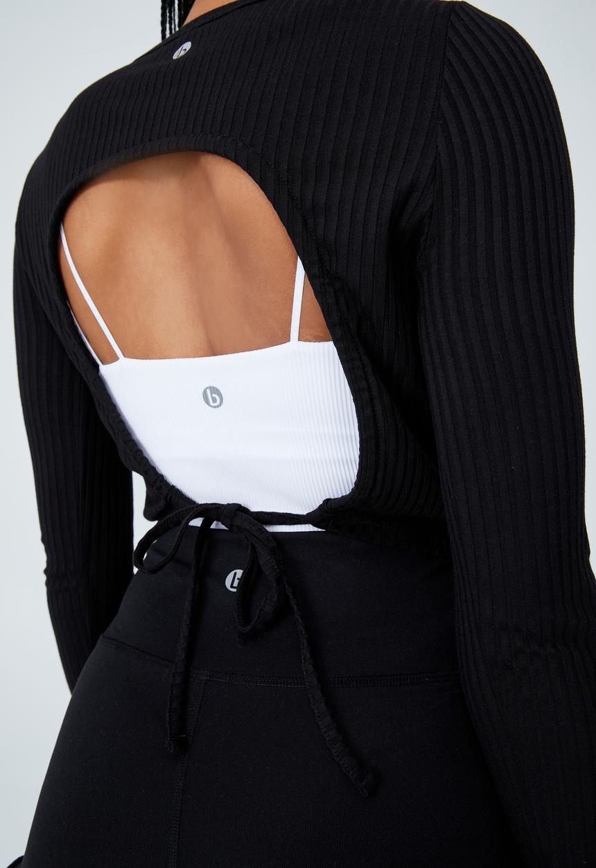 Cotton On - Tie back long sleeve top - black