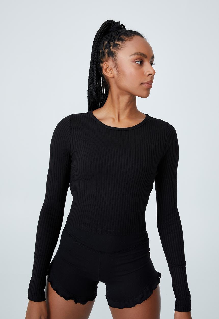 Cotton On - Tie back long sleeve top - black