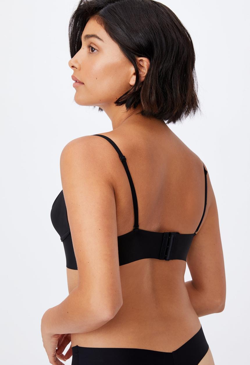 Cotton On - Invisible v-neck bralette - black
