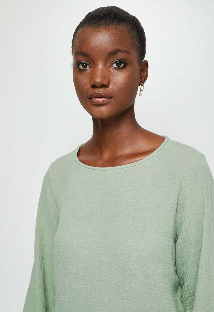 edit - Cotton balloon sleeve blouse - sage