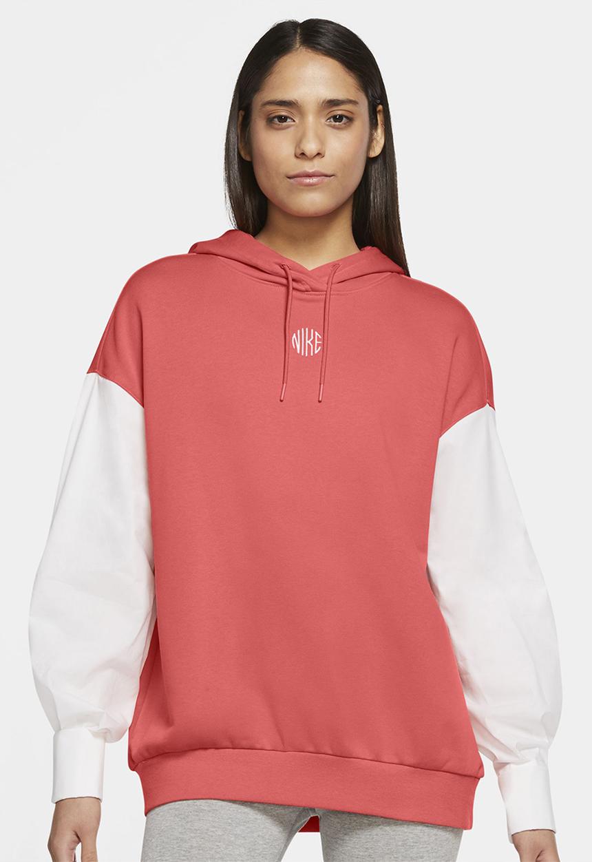 Nike - Nsw icn clsh flc gx hoodie - magic ember & white