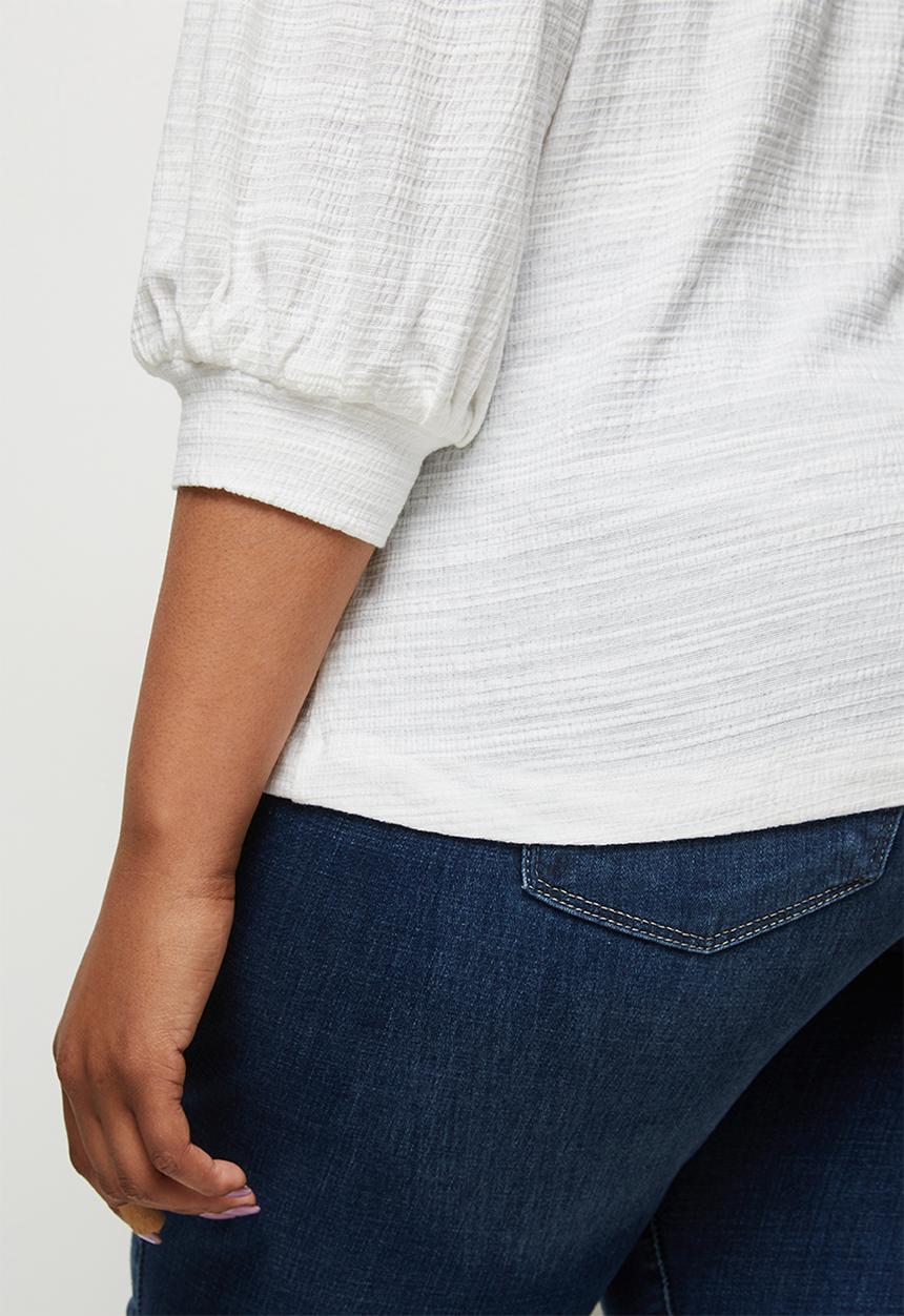 edit Plus - Textured bellow sleeve tee - white