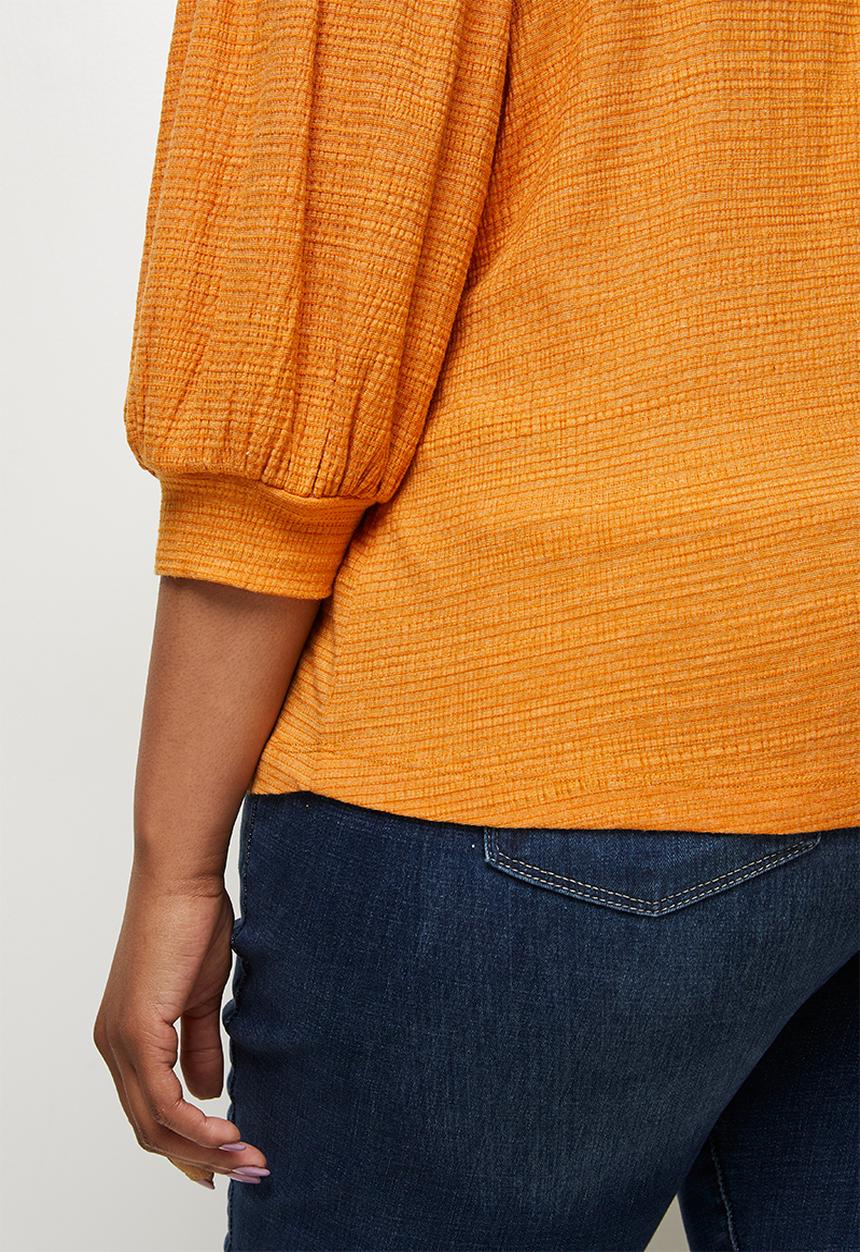 edit Plus - Textured bellow sleeve tee - mustard