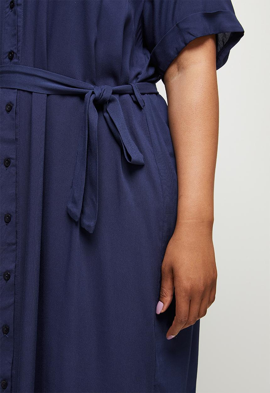 edit Plus - Short sleeve oversized shirt dress - navy
