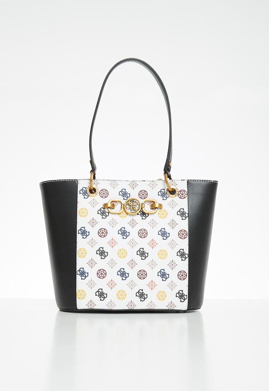 GUESS - Noelle small elite tote - white & black 