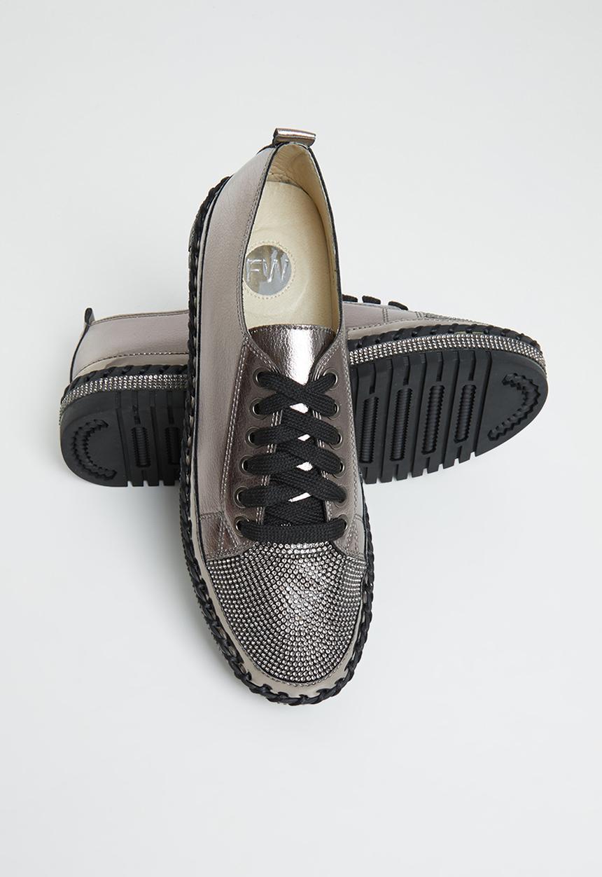 Footwork - Glits  jewelled toe sneaker - pewter