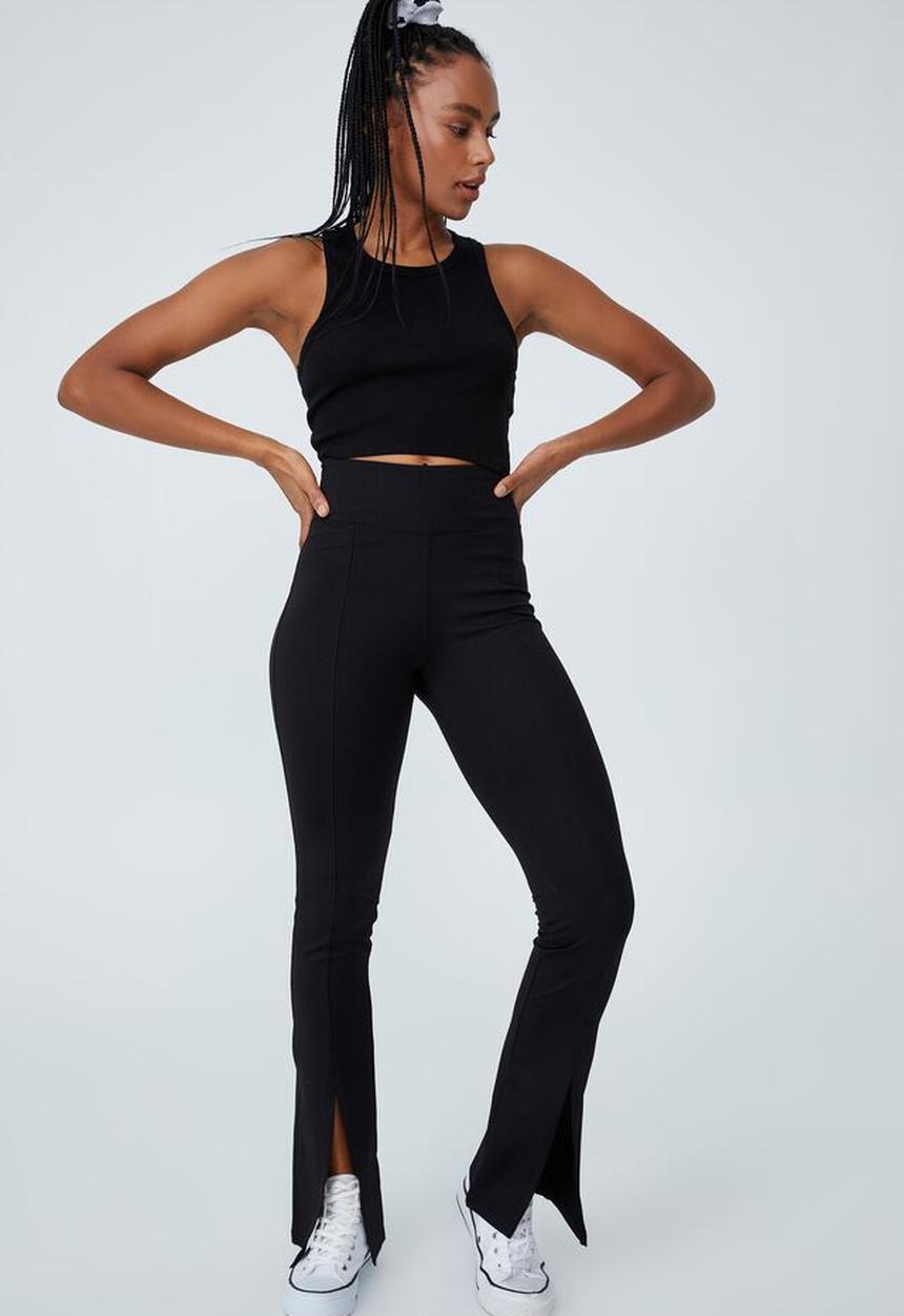 Cotton On - Rib racer crop tank top - black